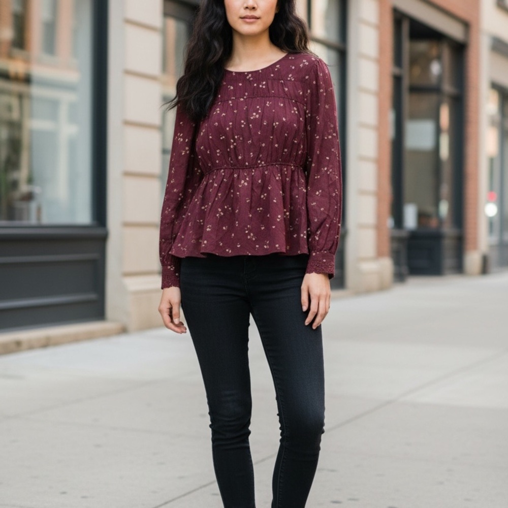 torrid Floral Smocked Peplum Blouse Size 00 NWT